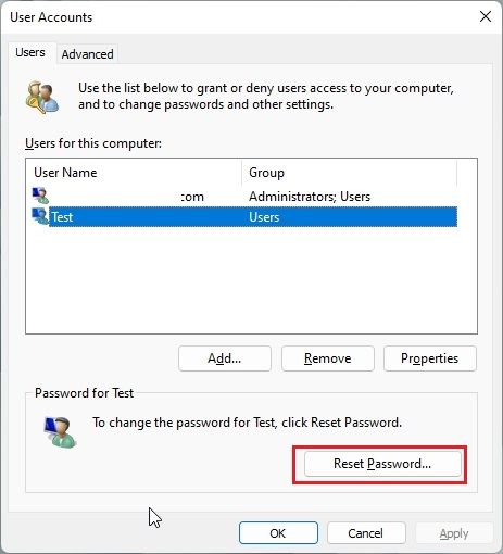 4. Ändern Sie das aktuelle Passwort in Windows 11, ohne das aktuelle Passwort zu kennen (über den Befehl „netplwiz“).