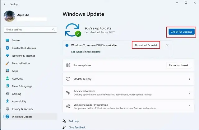 Aktuelle Version von Windows 11 Version 22H2