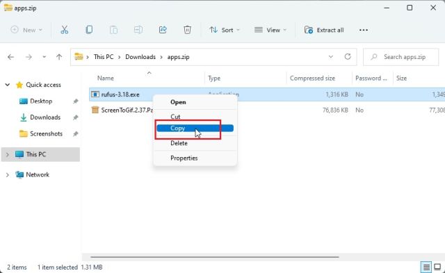 1. Dekomprimieren Sie die Dateien in Windows 11 mit Hilfe des Datei-Explorers