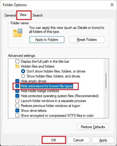 Maskieren Sie die Dateierweiterung von Windows 11
