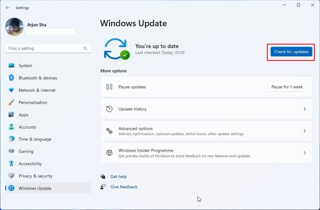 Auf dem neuesten Stand von Windows 11 22H2 über Windows Update