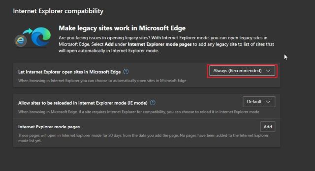 Aktivieren Sie den IE-Modus in Edge, um den Internet Explorer unter Windows 11 zu verwenden