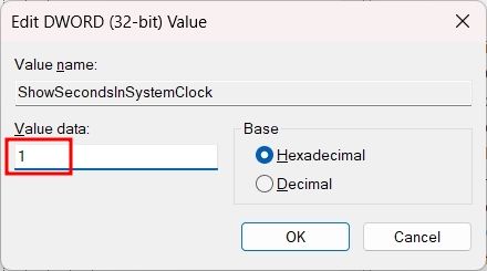 Sehen Sie sich die Sekunden in der Uhr des Windows 11-Hebels an, um sich anzumelden (ältere Versionen 2021)