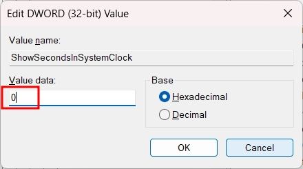 Sehen Sie sich die Sekunden in der Uhr des Windows 11-Hebels an, um sich anzumelden (ältere Versionen 2021)