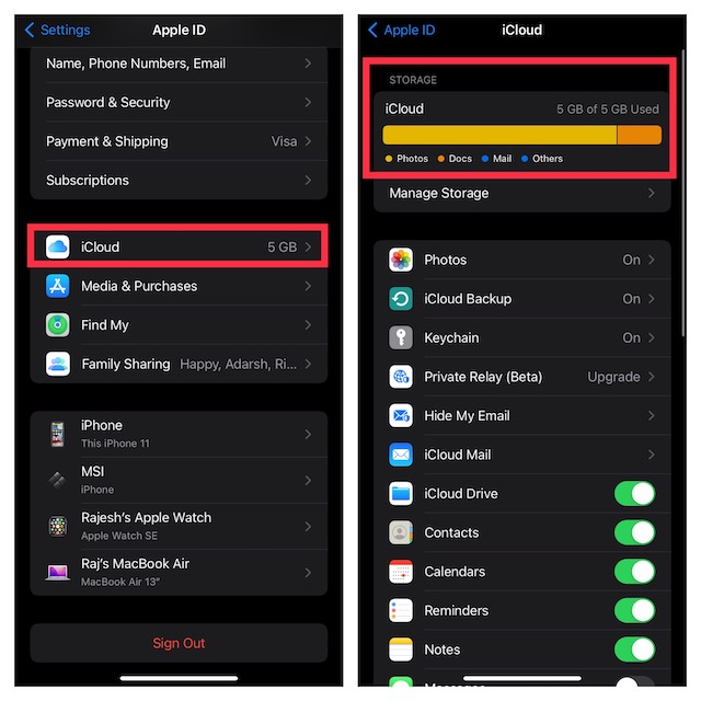 Vérifier le stockage iCloud sur iPhone et iPad 