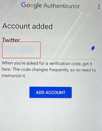 Associer un compte Twitter à l'application Google Authenticator