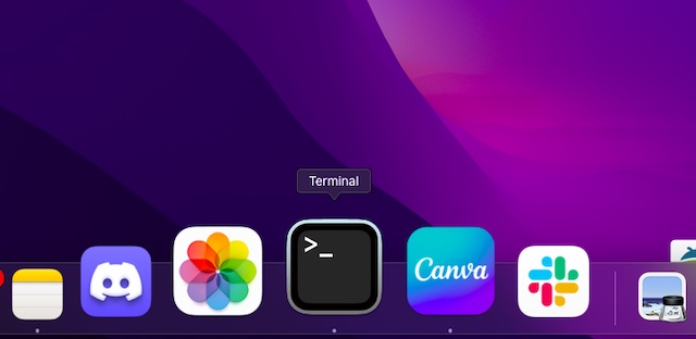 Ouvrir l'application Terminal sur Mac 