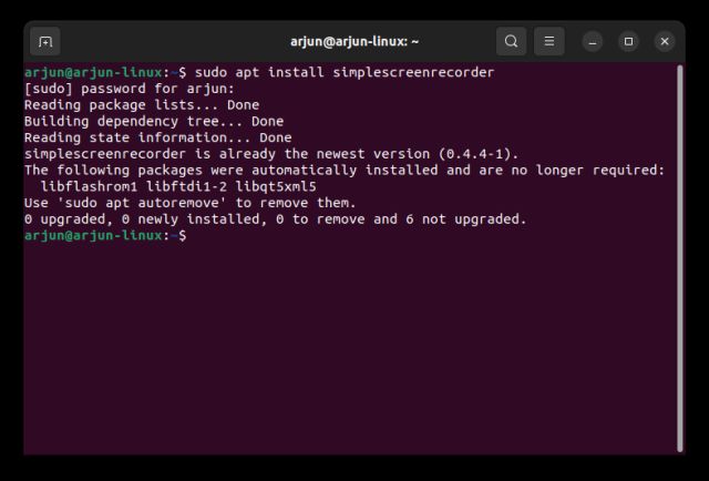 Ubuntu-Registrierung mit SimpleScreenRecorder