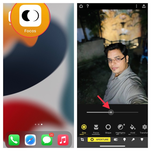 Utiliser l'application appareil photo Focus sur iPhone