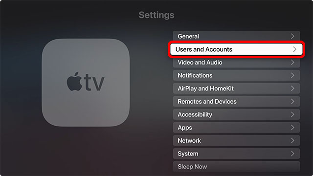 Nutzer und Comptes von Apple TV