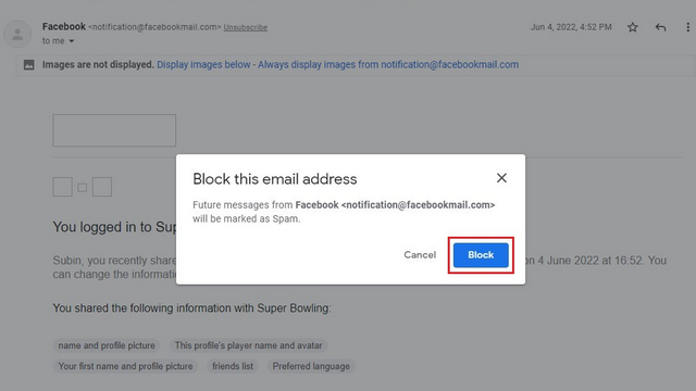 E-Mail-Adresse blockieren