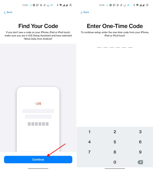 Geben Sie den einzigartigen Code für das iPhone auf Android in der iOS-Version ein