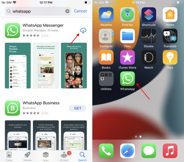 Installer und öffne WhatsApp auf dem iPhone