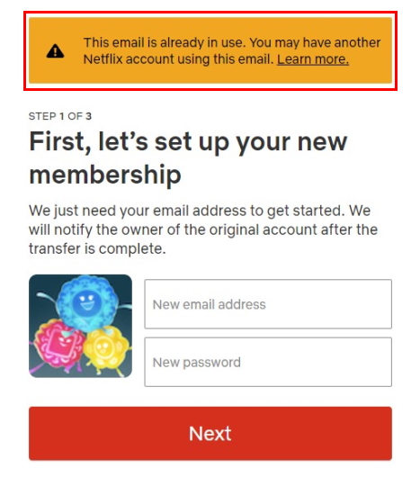 Übertragen Sie das Netflix-Profil auf ein vorhandenes Konto