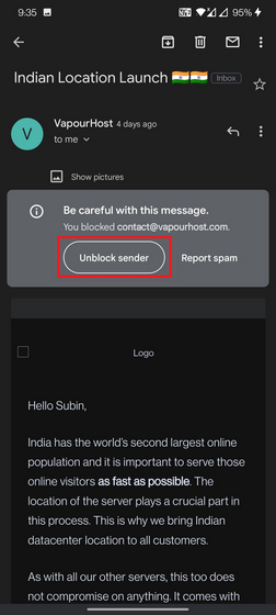 Deblockieren Sie den Gmail-Expediteur