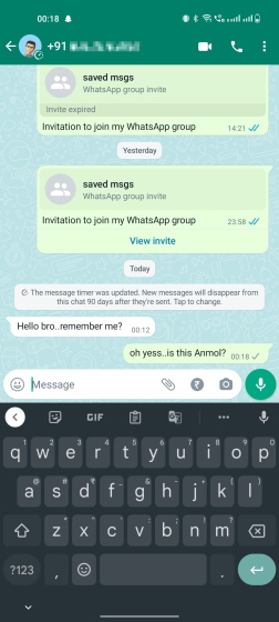 message whatsapp contact non enregistré